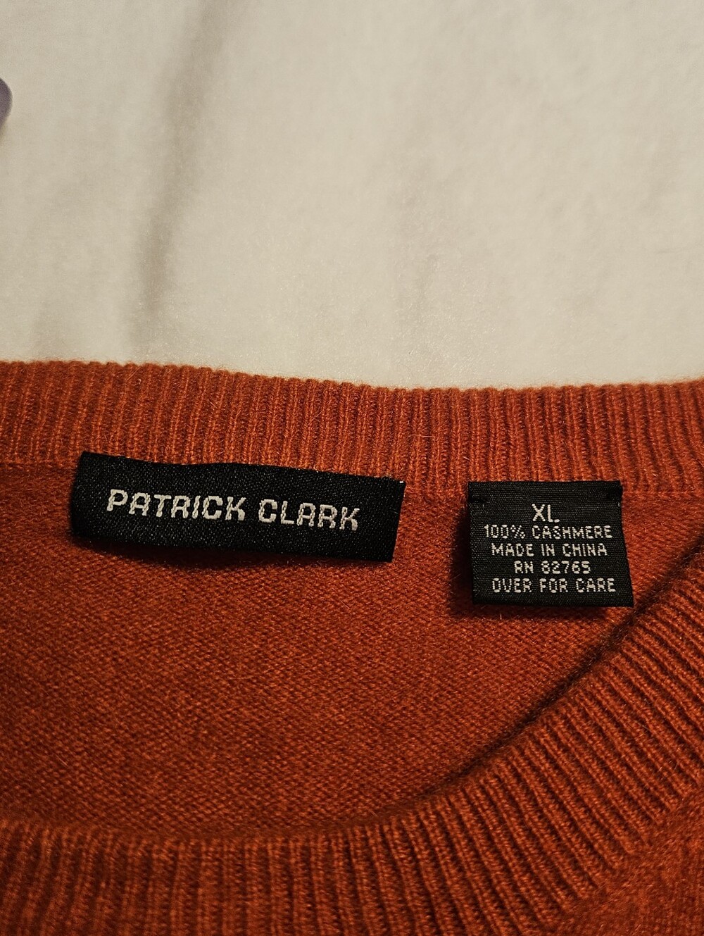 Patrick Clark XL 100% Cashmere Sweater Burnt Orange Crewneck Pullover Classic - Picture 2 of 10